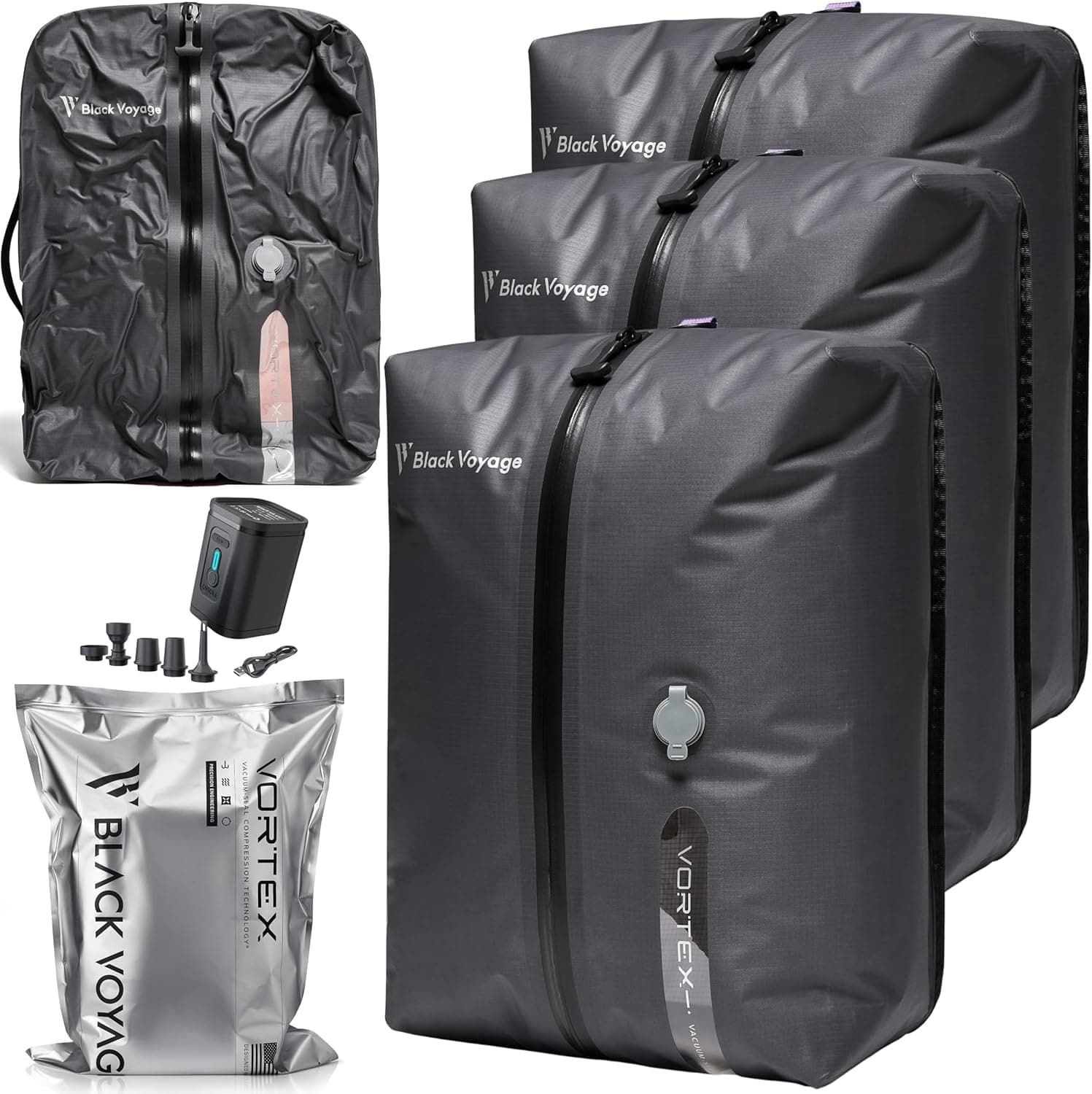 BlackVoyage Vacuum Travel Bag front